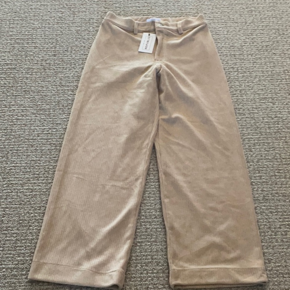 New For the Republic Tan Beige Corduroy Pants Wide Legs M